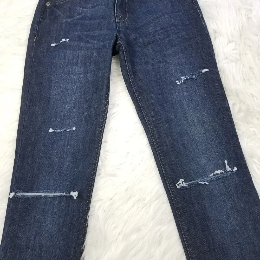 DL1961 Dark Distressed Samantha Slim Straight Jean